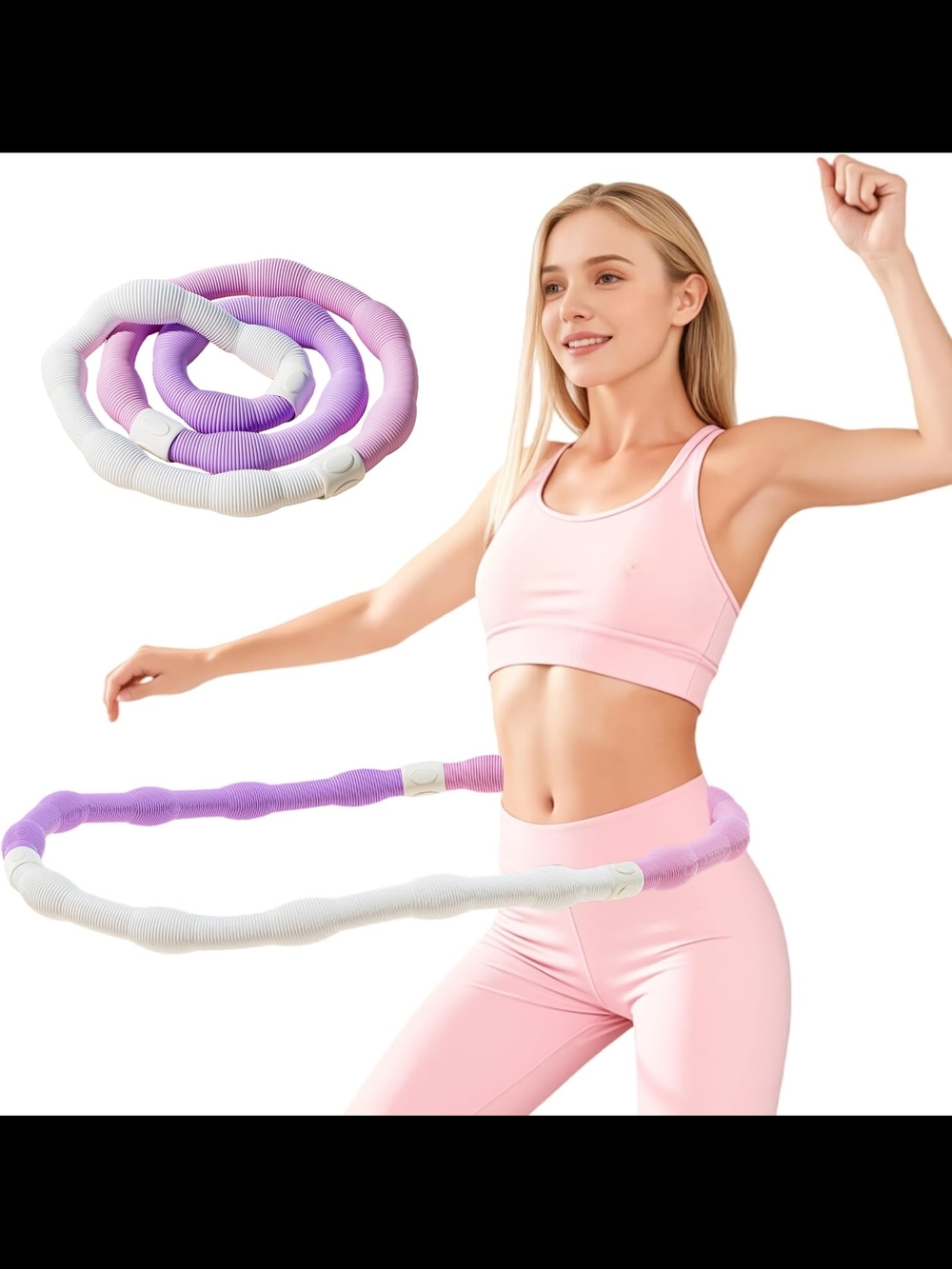 FIRRLUCO Weighted Fitness Hula Hoop - Lavender/ White/PINK